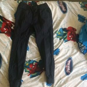 Blue Kids Joggers w Zip at the bottom of legs